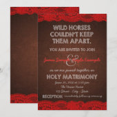 Rustikale Rot-Braun-Hochzeit Einladung (Vorne/Hinten)