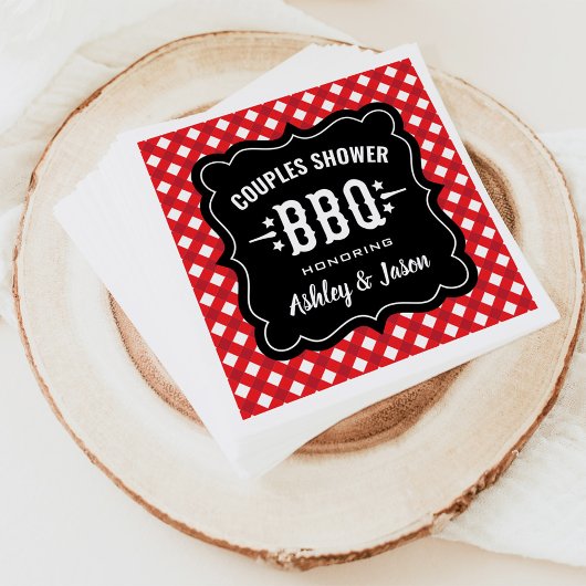 Rustikale Rot-Gingham-BBQ-Paarschau Serviette