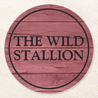 Rustikale Rot-Holz-Imitate, in Gravur Name Bar Runder Pappuntersetzer