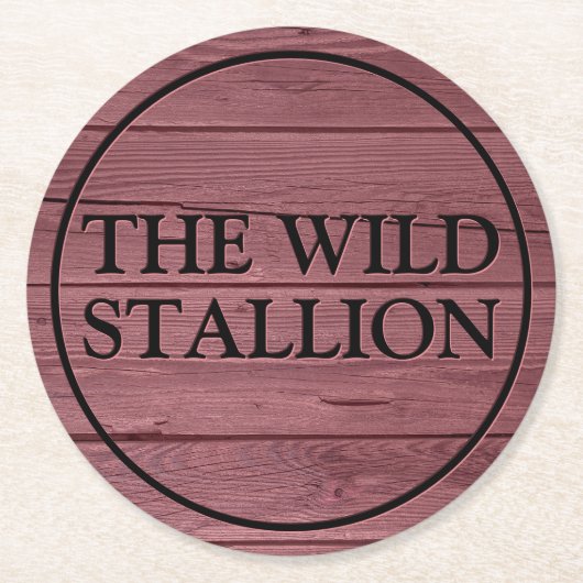 Rustikale Rot-Holz-Imitate, in Gravur Name Bar Runder Pappuntersetzer (Vorderseite)