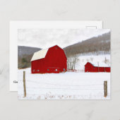 Rustikale Rot-Holzstämme in einer schneesicheren W Postkarte (Vorne/Hinten)