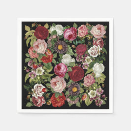 Rustikale Rot Pink Florale Grünpflanzen Farbige Pa Serviette