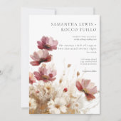 Rustikale Rot- und Gerstenfarben-Wildblumen Einladung (Vorderseite)