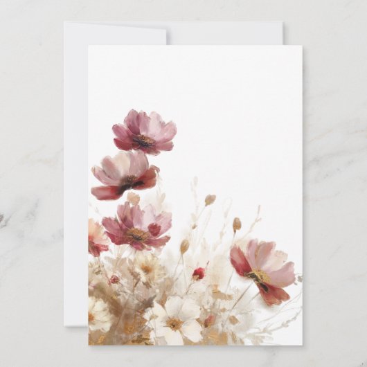 Rustikale Rot- und Gerstenfarben-Wildblumen Einladung (Rückseite)