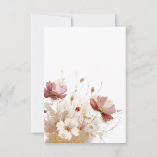 Rustikale Rot- und Gerstenfarben-Wildblumen Save The Date (Rückseite)