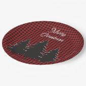 Rustikale Rot-und Schwarz Buffalo Karierte Weihnac Pappteller (Schrägansicht)