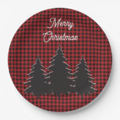 Rustikale Rot-und Schwarz Buffalo Karierte Weihnac Pappteller (Vorderseite)