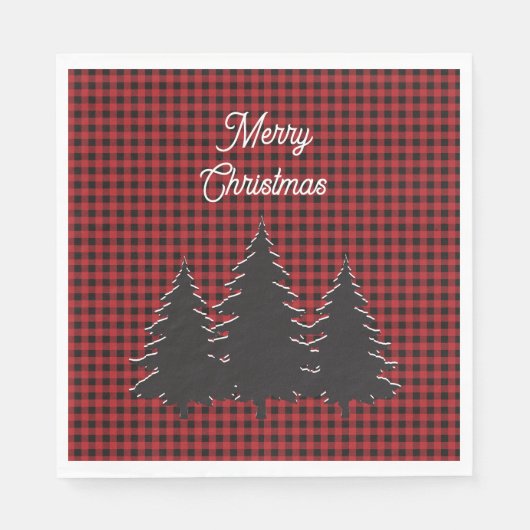Rustikale Rot-und Schwarz Buffalo Karierte Weihnac Serviette (Vorderseite)