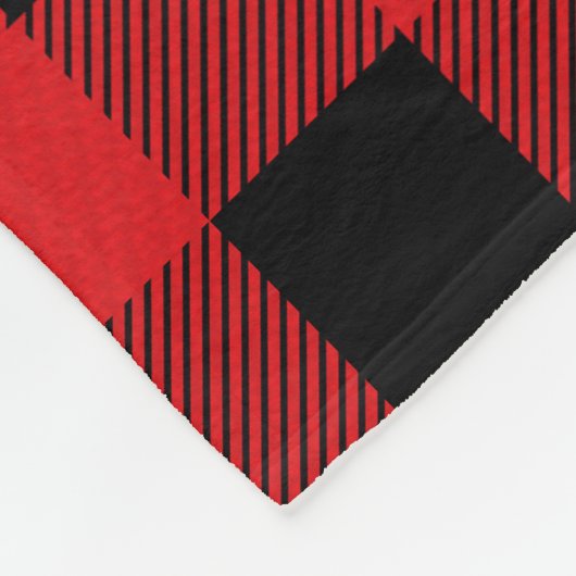 Rustikale Rot- und Schwarz-Buffalo-Karo Familienna Fleecedecke (Ecke)