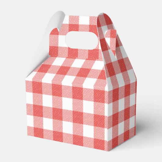 Rustikale Rot-Weiß-Kariert-Gingham-Hochzeitsfeier Geschenkschachtel (Rückseite)