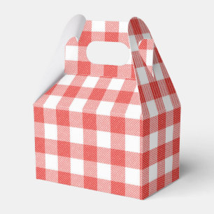 Rustikale Rot-Weiß-Kariert-Gingham-Hochzeitsfeier Geschenkschachtel