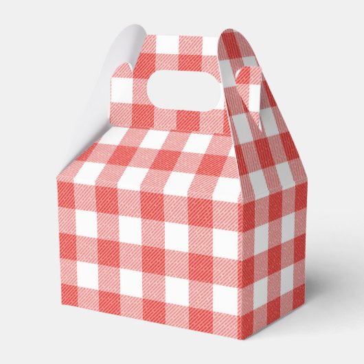 Rustikale Rot-Weiß-Kariert-Gingham-Hochzeitsfeier Geschenkschachtel (Vorderseite)