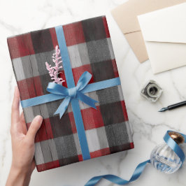 Rustikale Rot-Weiß-Karo-Scheunenholz-Karo-Muster Geschenkpapier