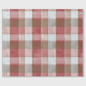 Rustikale Rot-Weiß-Karo-Scheunenholz-Karo-Muster Geschenkpapier (Flach)