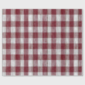 Rustikale Rot-Weiß-Karo-Scheunenholz-Karo-Muster Geschenkpapier (Flach)