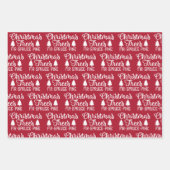 Rustikale Rot Weiß & Schwarze Weihnachtsbaumen Geschenkpapier Set (Vorderseite)