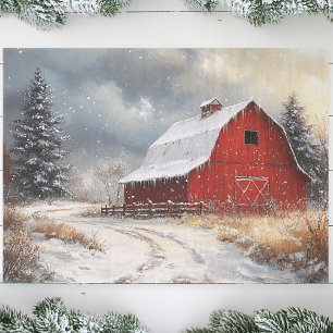 Rustikale Rotbaracke Winterlandschaft Dekorative K Seidenpapier