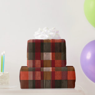 Rustikale Rotbraune Scheune Karo Holz Karomuster Geschenkpapier