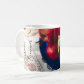 Rustikale rote Äpfel, Blume und Band Kaffeetasse (Vorderseite Links)