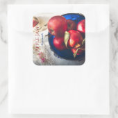 Rustikale rote Äpfel, Blume und Band Quadratischer Aufkleber (Tasche)