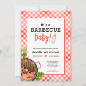 Rustikale rote Barbecue-Baby-Party Einladung (Vorderseite)