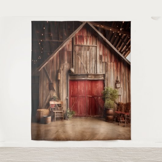 Rustikale rote Barntür hängend Wandteppich (Vorderseite)