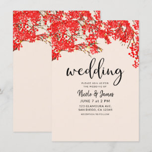 Rustikale rote Beeren Beerenzweig Hochzeit Einladung