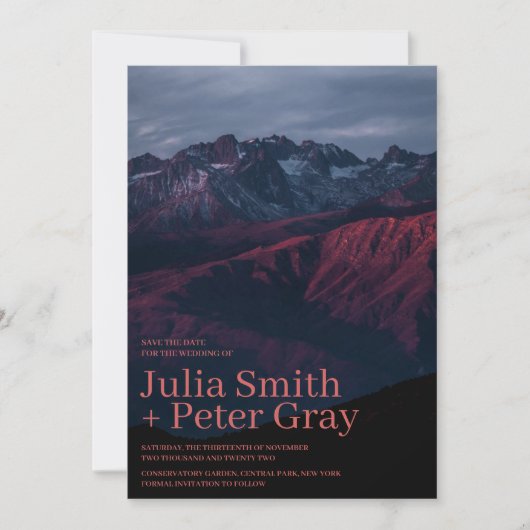 Rustikale Rote Berge Save the Date Einladung (Vorderseite)