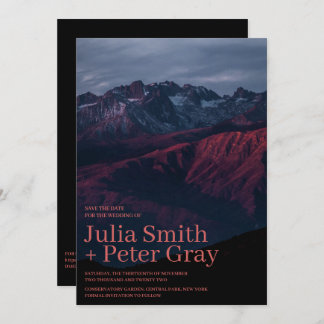 Rustikale Rote Berge Save the Date Einladung