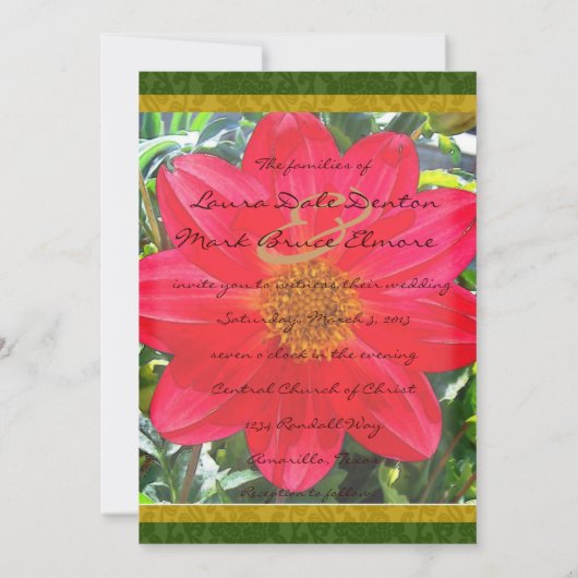 Rustikale Rote Blume Hochzeitseinladung Einladung (Rückseite)