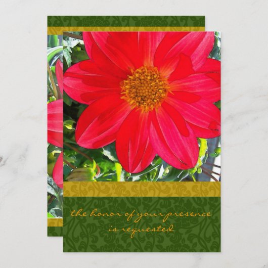 Rustikale Rote Blume Hochzeitseinladung Einladung (Vorne/Hinten)