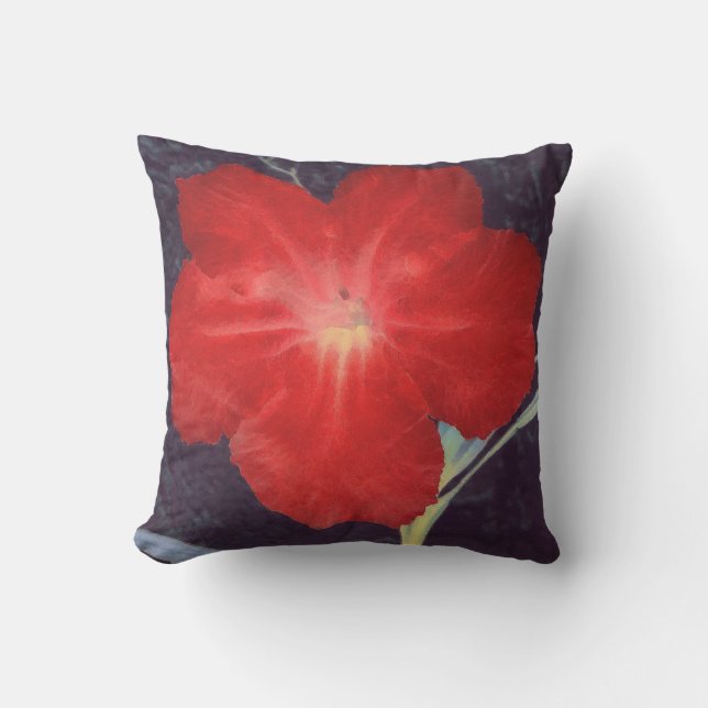 Rustikale rote Blume Kissen Für Draußen (Vorderseite)