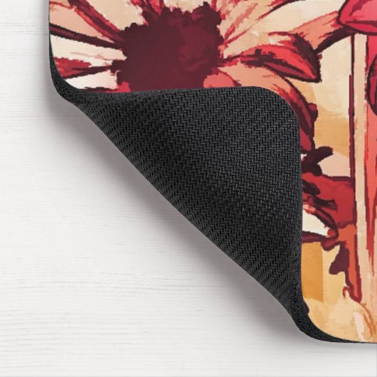 Rustikale Rote Blume Malerei Mousepad (Ecke)