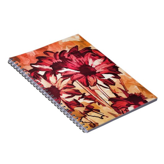 Rustikale Rote Blume Malerei Notizblock (Rechte Seite)