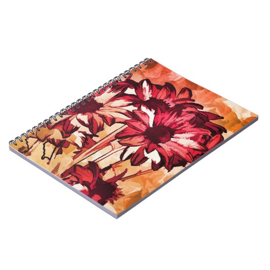 Rustikale Rote Blume Malerei Notizblock (Linke Seite)