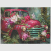 Rustikale Rote Blumen-LKW-Decoupage Seidenpapier (Vorderseite)