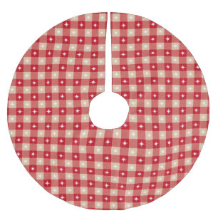 Rustikale rote, braune Büffelkarree-Weihnachtslich Polyester Weihnachtsbaumdecke