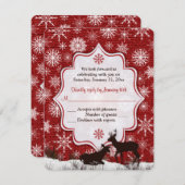Rustikale rote Burlap, Schneeflocken, Hirschhochze Einladung (Vorne/Hinten)