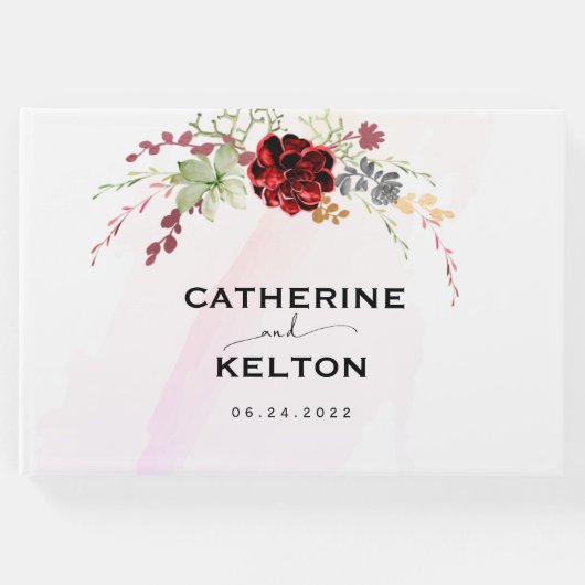 Rustikale Rote Elegante Blumenhochzeit Gästebuch (Vorderseite)