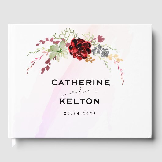 Rustikale Rote Elegante Blumenhochzeit Gästebuch (Vorderseite)