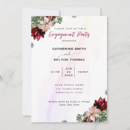 Rustikale Rote Elegante florale Engagement Party Einladung