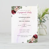 Rustikale Rote Elegante florale Engagement Party Einladung (Stehend Vorderseite)