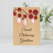 Rustikale rote Flora Mason Jar Sicherheitsmaßnahme Begleitkarte (Stehend Vorderseite)