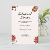 Rustikale rote Floral-Probe-Dinner-Hochzeit Einladung (Stehend Vorderseite)