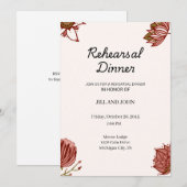 Rustikale rote Floral-Probe-Dinner-Hochzeit Einladung (Vorne/Hinten)