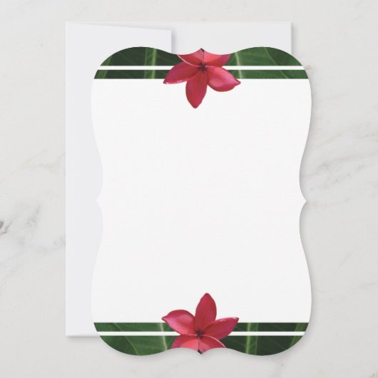 Rustikale Rote Frangipani Plumeria Hochzeitseinlad Einladung (Rückseite)