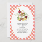 Rustikale Rote Gingham BBQ Picknick Monogramm Einladung (Vorderseite)