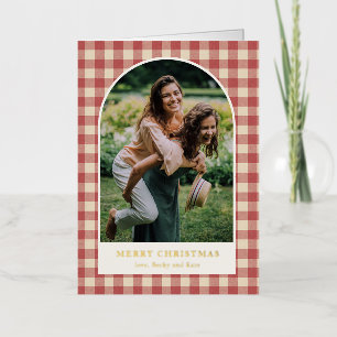 Rustikale rote Gingham-Bogen-Foto-Weihnachten mode