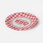 Rustikale Rote Gingham-GRILLEN Pappteller (Schrägansicht)