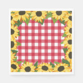 Rustikale Rote Gingham & Sonnenblumen Serviette (Vorderseite)